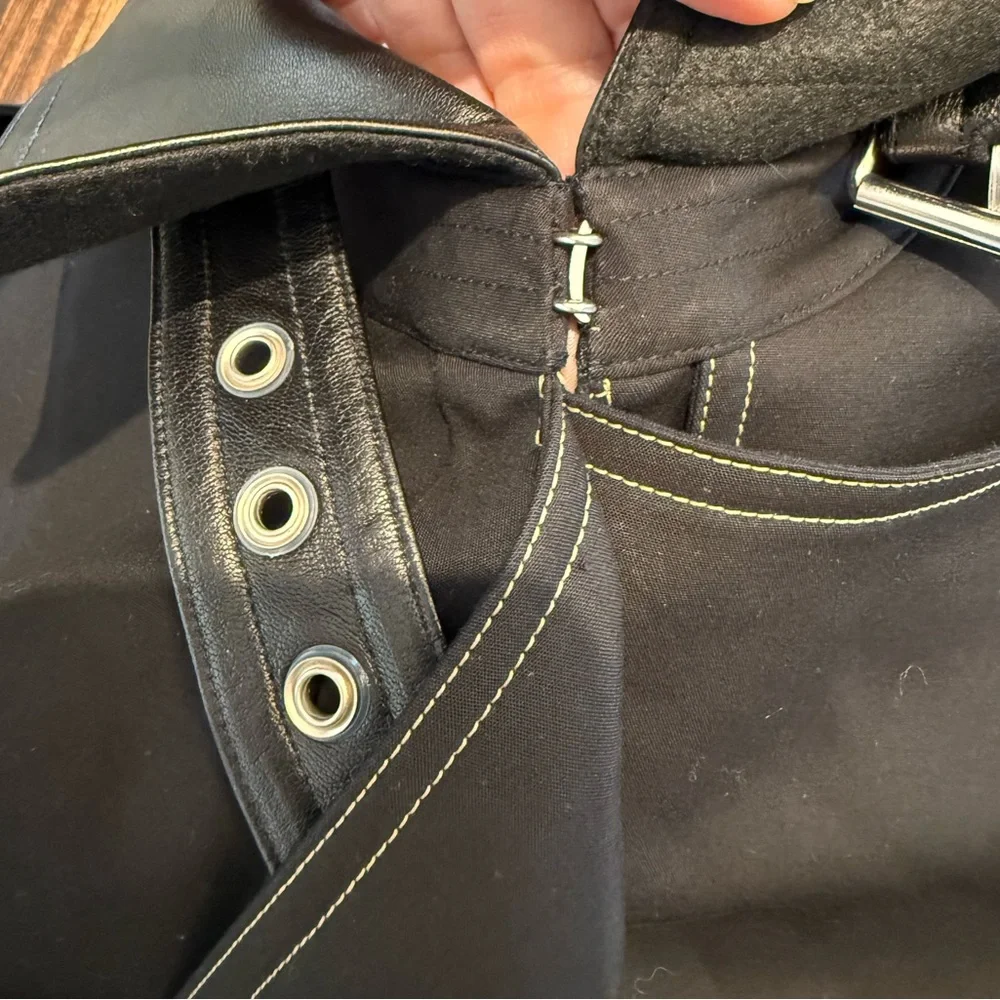 Helmut Lang NWT Black Cropped Trench Coat with Leather Accents - Picture 14 of 16